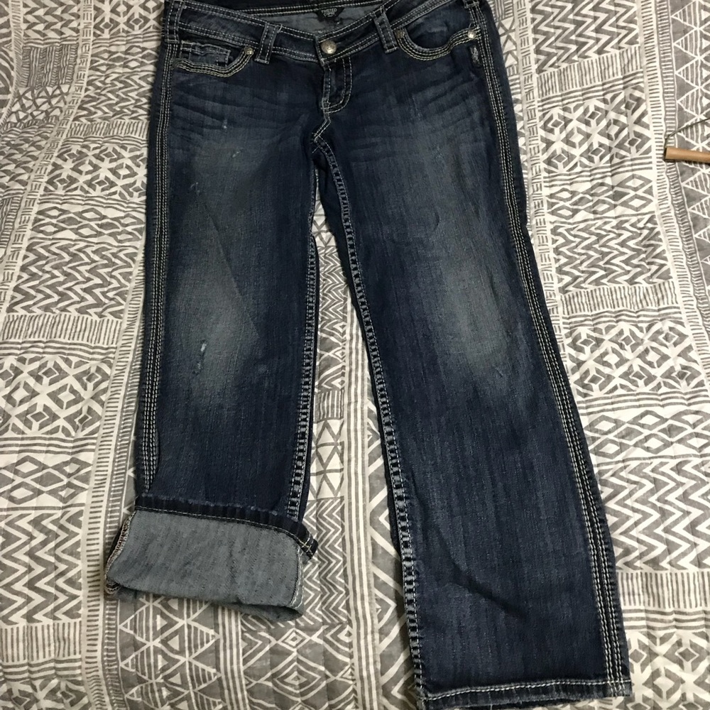 Silver Jean Capris